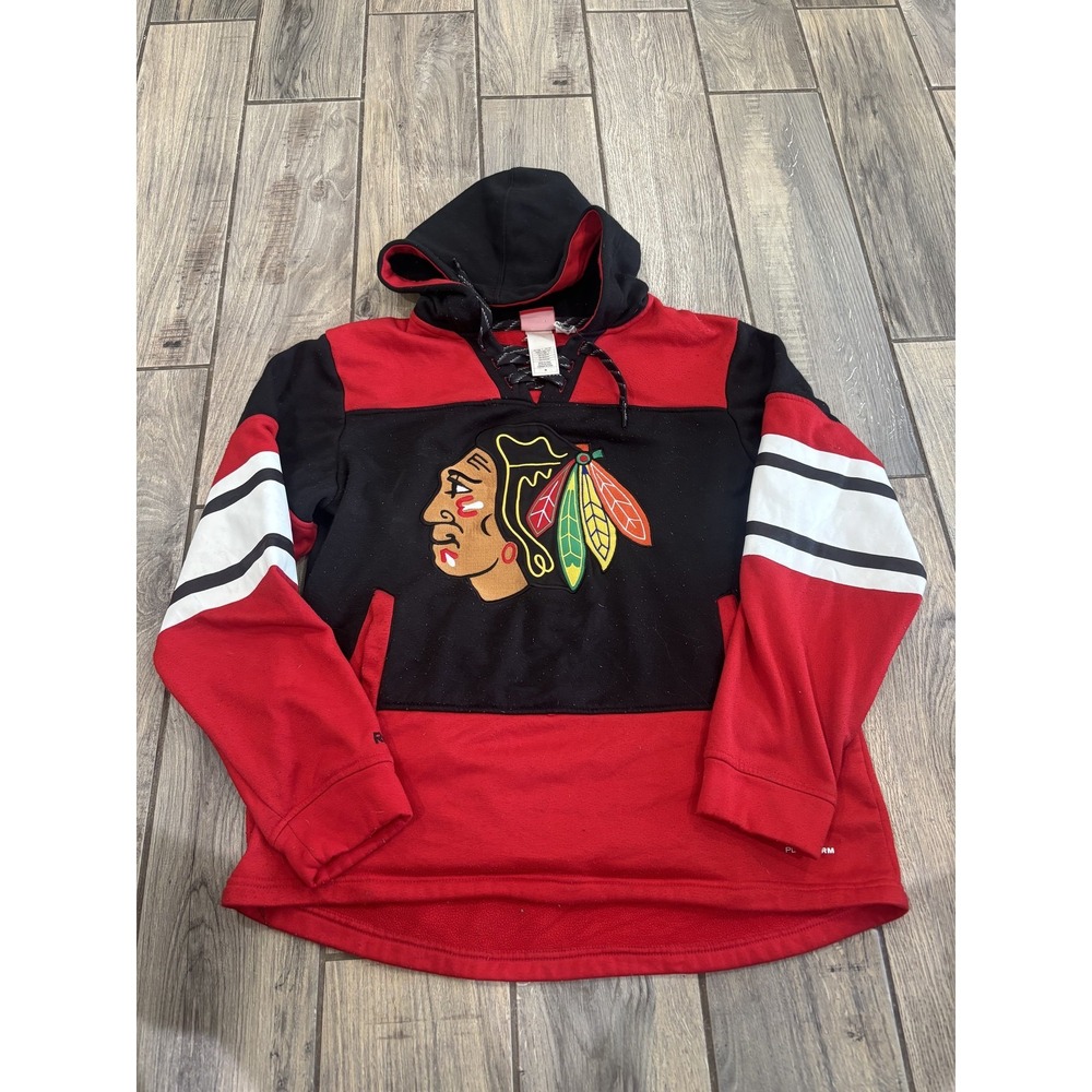Reebok Chicago Blackhawks NHL Face Off Hoodie Pullover Sweatshirt Men's M Red
